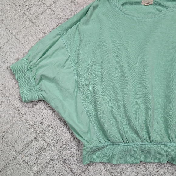Pilcro Sweatshirt Womens L Green Mint Cropped Batwing Top Crew Oversized - Picture 2 of 8